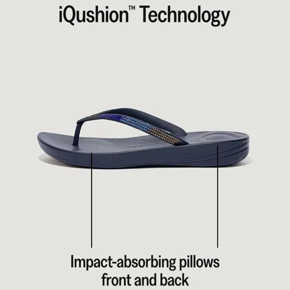 FitFlop Womens Size 5 Flip Flops Navy Ombre IQushion Ergonomic Arch Support - Picture 7 of 8